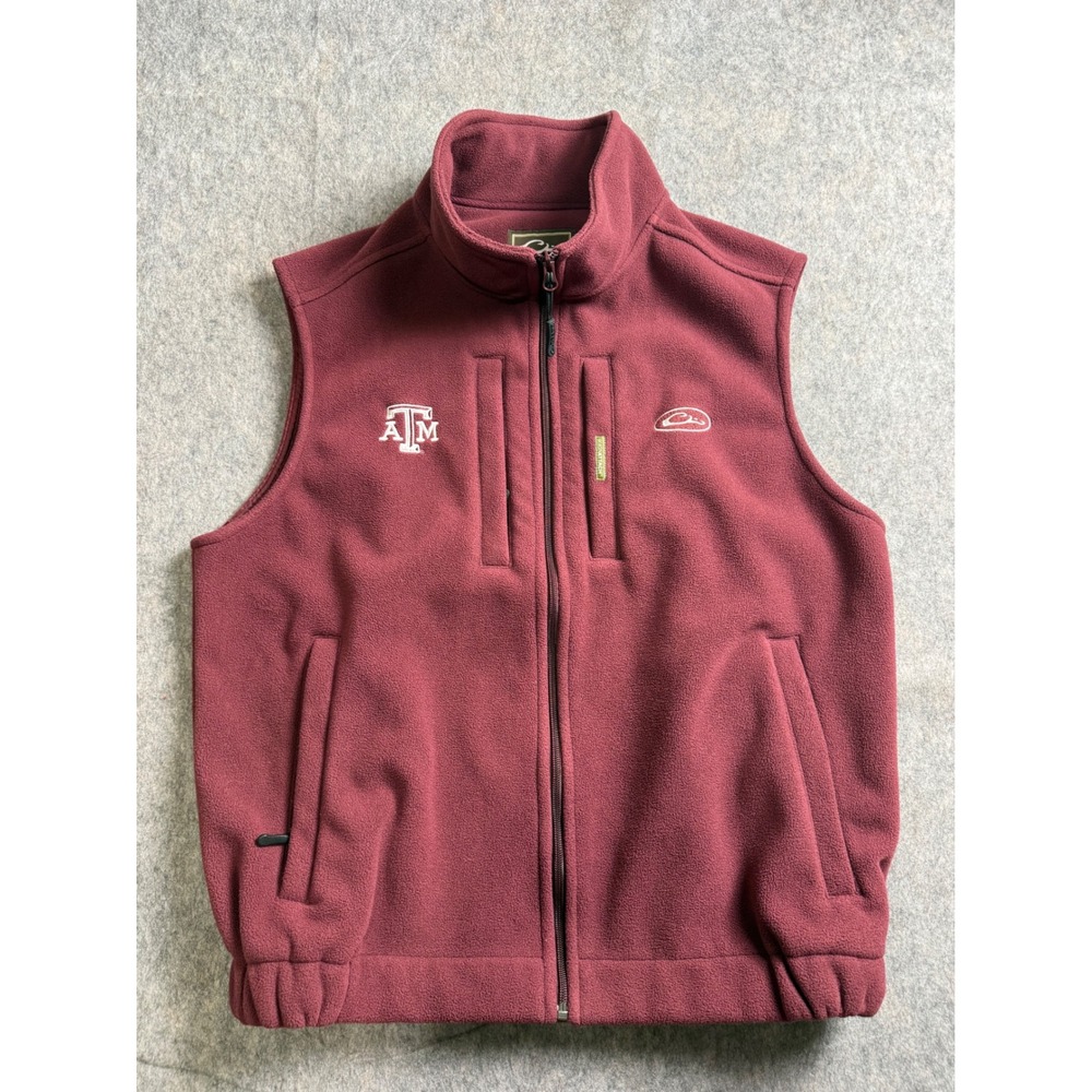Drake Waterfowl Texas A&M Fleece Vest Mens XL Maroon‎ Full Zip Magnattach Pocket
